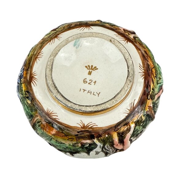 Vintage Capodimonte Italy 621 Crowned N Porcelain Trinket Box Pastoral Scenes - Picture 3 of 8